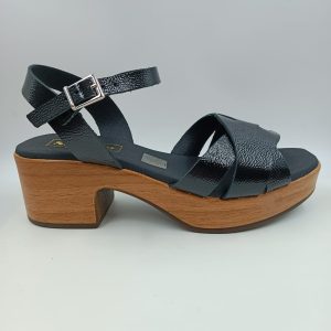 SANDALIAS PLATAFORMA SUELA MADERA TACÓN NEGRO
